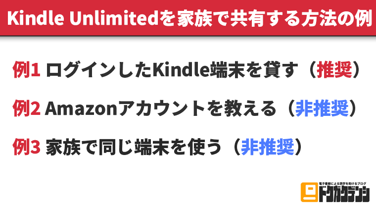 Kindle Unlimitedを家族で共有する方法の例